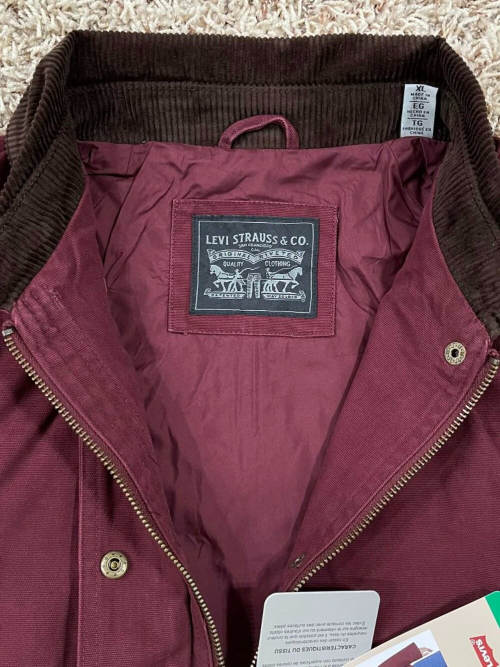 Levi's Women's Shorty Barn Canvas Jacket Dark Red, Size XL (New) - Picture 8 of 16